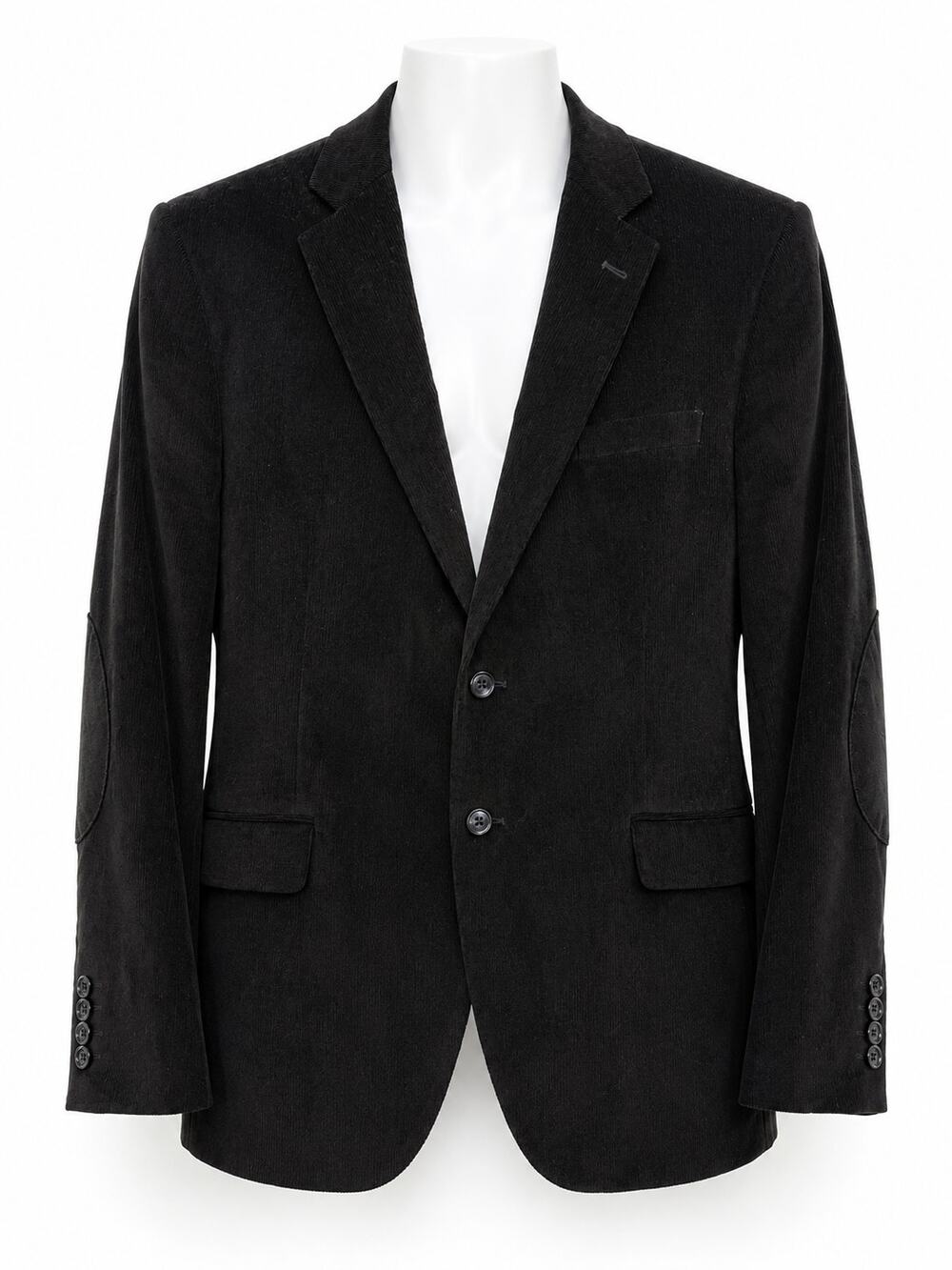 Stafford Signature Black Corduroy Blazer Elbow Patch Classic Sport Coat Mens 48R